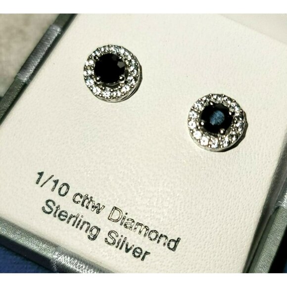 Sterling Silver Blue Sapphire & Diamond Necklace & Earrings Sept Birthstone DH1 - Picture 10 of 16